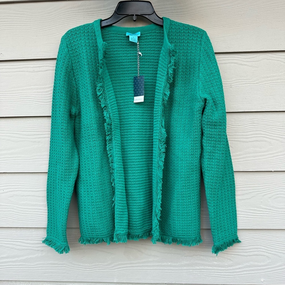 Two Bees Cashmere Cardigan Sweater Womens Size L  Open Front Long Sleeves